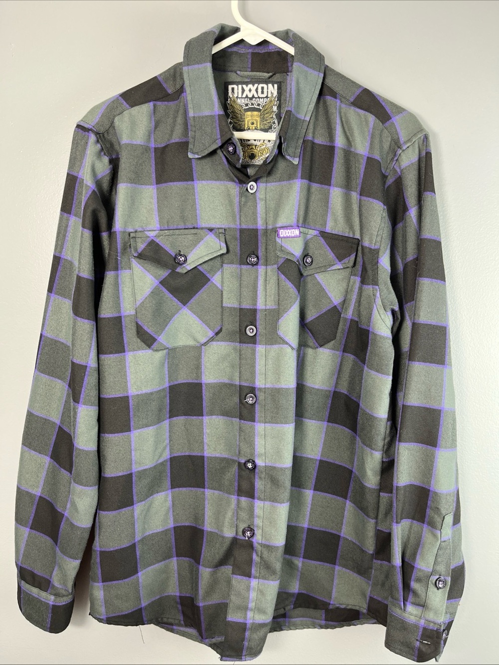 DIXXON purple and Black Plaid Button-Down Shirt with Purple Lines